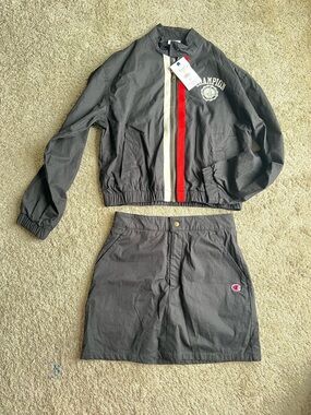 Champion Black Two-Piece Track Jacket and Skirt . Size XS